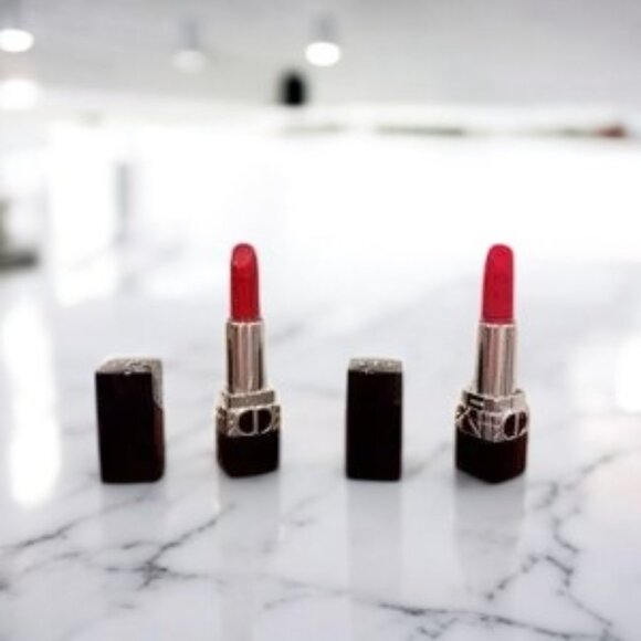 Dior Rouge 999 Lipsticks Velvet & Satin Set of 2 Traveler 1.5g x 2 New Unboxed - Picture 1 of 5
